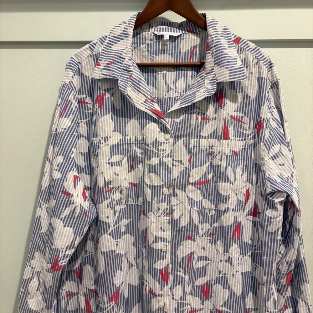 Southern Tide Cabana Cover Up Shirtdress Medium Blue White‎ Floral Stripe Beach - Picture 4 of 15